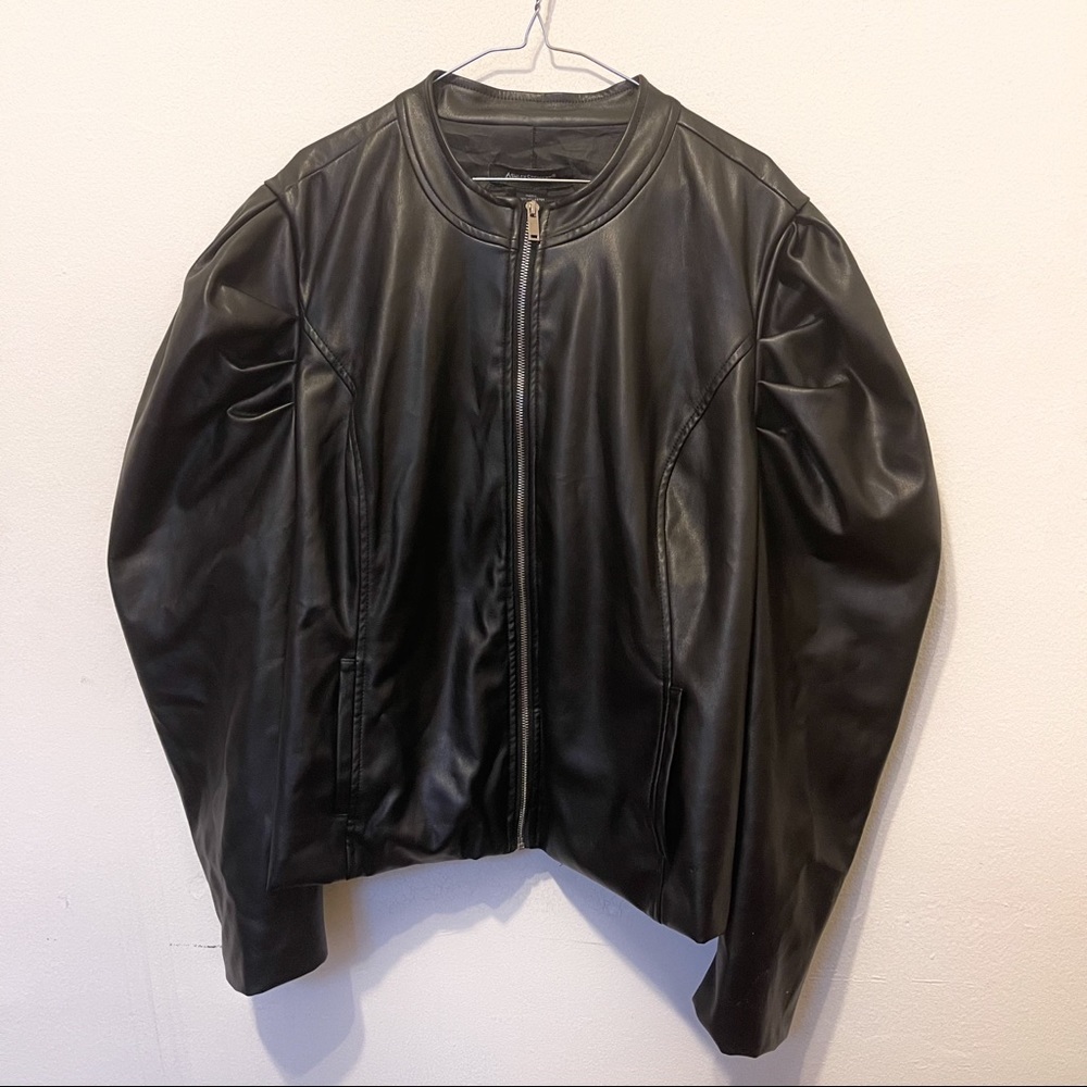 Puff Shoulder Ashley Stewart Faux Leather Jacket (Please Read Description)